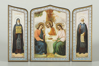 Складни деревянные 19х28 трёхстворчатые, двойное тиснение, фигурные, в упаковке Троица Складни деревянные 19х28 трёхстворчатые, двойное тиснение, фигурные, в упаковке Троица