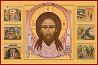 Икона Нерукотворный Образ Господа с Историей в клеймах