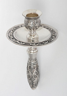 Подсвечник ручной №2 чеканный серебро (УИН) Подсвечник ручной №2 чеканный серебро (УИН)