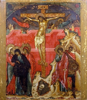 Икона Распятие Иисуса Христа с предстоящими