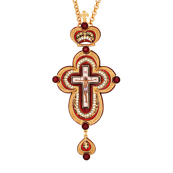 Крест наперсный №17 эмаль / золочение Крест наперсный №17 эмаль / золочение
