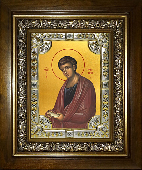 Икона освященная Филипп апостол в деревянном киоте