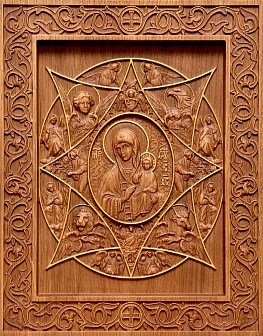 Икона резная "Неопалимая Купина" Божия Матерь