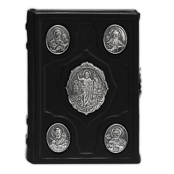 Евангелие 170х120 кожаный оклад г / пл серебрение чернение Евангелие 170х120 кожаный оклад г / пл серебрение чернение