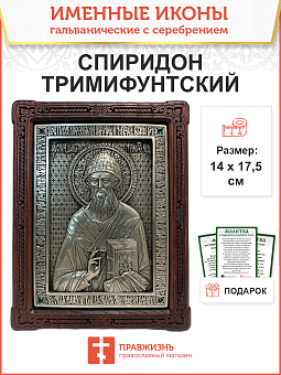 Икона именная Спиридон Тримифунтский гальваника кристаллы «Swarovski» 135 Икона именная Спиридон Тримифунтский гальваника кристаллы «Swarovski» 135