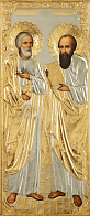Икона живописная в ризе 50х110 масло, объемная риза №161, золочение Петр Павел
