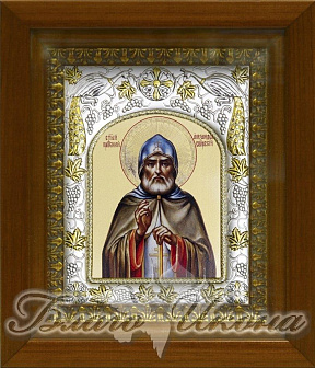 Икона освященная ''Александр Свирский'', в деревяном киоте