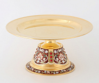 Дискос с поддискосником / ф240мм-потир 1, 0л "№9" / филигрань, эмаль, ручная гравировка / золочение Дискос с поддискосником / ф240мм-потир 1, 0л "№9" / филигрань, эмаль, ручная гравировка / золочение