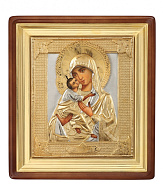 Икона живописная в киоте 24х30 масло, риза №202, киот №1 Владимирская БМ Икона живописная в киоте 24х30 масло, риза №202, киот №1 Владимирская БМ