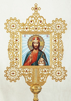 Крест-икона № 20а выпиловка гравировка фото на пластике золочение