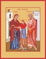 Икона "Праведные Иоаким, Анна и Дева Мария" с золочением