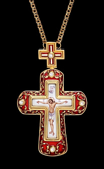 Наперсный крест с позолотой и эмалью