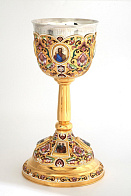Потир 3.0л 8-финифтей, филигрань, эмаль, роспись, чеканка №6 / золочение / серебряный стакан (УИН) Потир 3.0л 8-финифтей, филигрань, эмаль, роспись, чеканка №6 / золочение / серебряный стакан (УИН)