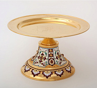 Дискос с поддискосником / ф280мм-1, 5л"№10" / филигрань, эмаль, ручная гравировка / золочение Дискос с поддискосником / ф280мм-1, 5л"№10" / филигрань, эмаль, ручная гравировка / золочение