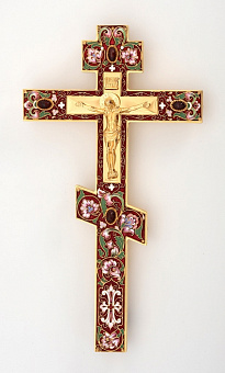 Крест напрестольный №2 филигрань, эмаль, роспись, литьевое распятие / золочение Крест напрестольный №2 филигрань, эмаль, роспись, литьевое распятие / золочение