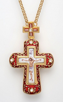 Наперсный крест с позолотой и эмалью