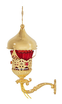 Лампада на кронштейне электро золочение с куполом Лампада на кронштейне электро золочение с куполом