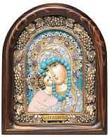 Икона ''Пресвятая Богоматерь Владимирская'' с натуральными камнями