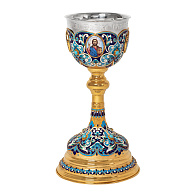 Потир 1.0л 4-финифти, филигрань, эмаль / песочные часы / золочение / серебряный стакан (УИН) Потир 1.0л 4-финифти, филигрань, эмаль / песочные часы / золочение / серебряный стакан (УИН)