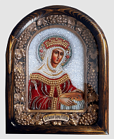 Икона св.равноап. царица Елена бисерная, багет,в деревянной раме