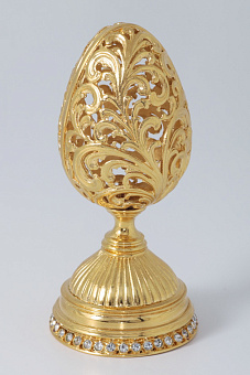 Яйцо пасхальное на подставке №8 литье с камнями / золочение Яйцо пасхальное на подставке №8 литье с камнями / золочение