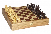 Шахматы классические малые деревянные, дуб, самшит, палисандр, 32х32 см (высота короля 2,75")