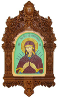Рукописная икона ''Образ Божией Матери ''Семистрельная'' на кипарисе