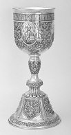 Потир 2.0л ручная гравировка с 4мя-ликами, чеканка №2 серебро (УИН) Потир 2.0л ручная гравировка с 4мя-ликами, чеканка №2 серебро (УИН)