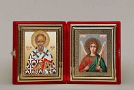 Икона Складень ГЕННАДИЙ Патриарх Константинопольский, Святитель и АНГЕЛ Хранитель