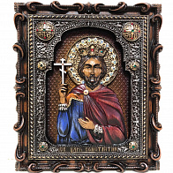 Икона равноапостольного царя Константина Великого, резная из дерева