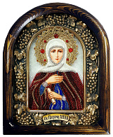Икона Святая Пророчица Анна, бисер натуральные камни гранат