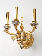 Лампада 3 свечи большая с крестом комбинирование Лампада 3 свечи большая с крестом комбинирование