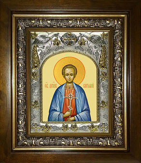 Икона освященная ''Виталий Александрийский преподобный'', в деревяном киоте