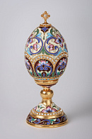Яйцо пасхальное филигрань, эмаль, роспись, камни на подставке №2 / золочение Яйцо пасхальное филигрань, эмаль, роспись, камни на подставке №2 / золочение