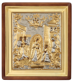 Икона живописная в киоте 30х40 масло, риза №295, киот №1 Явление Пр.Б-цы к Сергию Радонежскому Икона живописная в киоте 30х40 масло, риза №295, киот №1 Явление Пр.Б-цы к Сергию Радонежскому