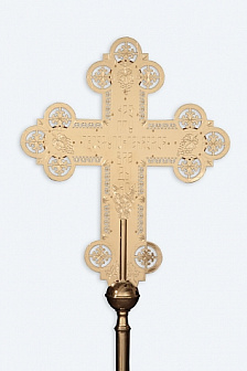 Крест-икона № 3 гальванопл. ризы литое распятие гравировка част. золочение