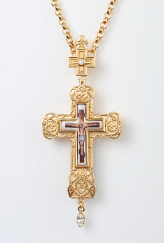 Крест наперсный № 135 финифть /золочение/ малый Крест наперсный № 135 финифть /золочение/ малый