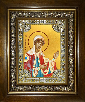 Икона освященная Варвара великомученица в деревянном киоте