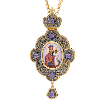 Панагия филигрань №0018 / Фианиты двойной рант финифть / золочение, серебрение Панагия филигрань №0018 / Фианиты двойной рант финифть / золочение, серебрение