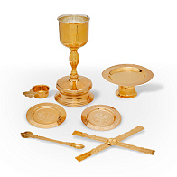Потир 1.0 с принадлежностями с вклад.(мельхиор) серебр. золоч. Потир 1.0 с принадлежностями с вклад.(мельхиор) серебр. золоч.