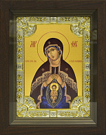 Икона освященная Божьей Матери Поможение в родах в деревянном киоте