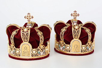 Венцы венчальные №4 / пара / филигрань, эмаль / золочение Венцы венчальные №4 / пара / филигрань, эмаль / золочение