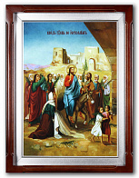 Икона на стекле №1 40х60, в киоте с подсветкой Вход в Иерусалим