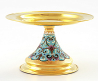 Дискос с поддискосником / ф240мм-потир 0, 5л "№13" / филигрань, эмаль, ручная гравировка / золочение Дискос с поддискосником / ф240мм-потир 0, 5л "№13" / филигрань, эмаль, ручная гравировка / золочение