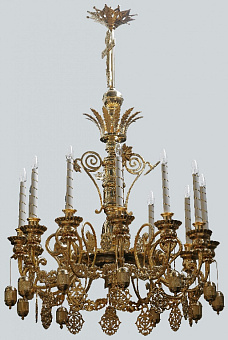 Паникадило 1 ярус 12 свечей чеканное золочение Паникадило 1 ярус 12 свечей чеканное золочение
