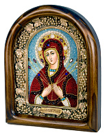 Икона ''Пресвятая Богородица Семистрельная'' из натуральных камней