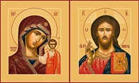 Венчальная пара икон ''Господь Вседержитель и Божия Матерь Казанская''