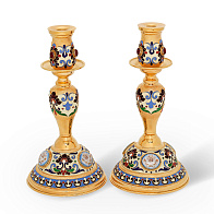 Подсвечник №14 / 2 свечи / эмаль, 6-деколей / золочение Подсвечник №14 / 2 свечи / эмаль, 6-деколей / золочение