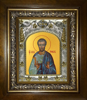 Икона освященная ''Трофим апостол от семидесяти'', в деревяном киоте