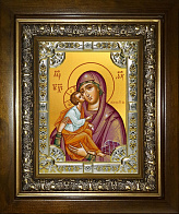 Икона Акафистная Божией Матери в деревянном киоте освященная